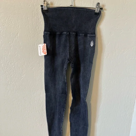 NWT Free People Good Karma Leggings in Washed Black thumbnail 3