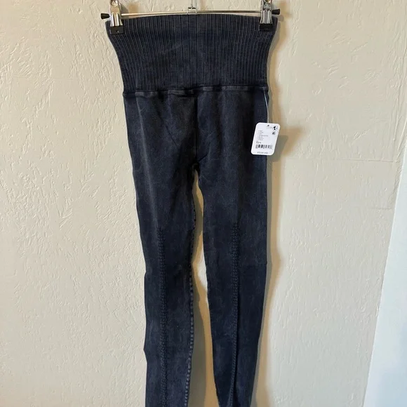 NWT Free People Good Karma Leggings in Washed Black thumbnail 4