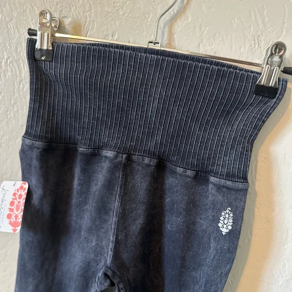 NWT Free People Good Karma Leggings in Washed Black thumbnail 5
