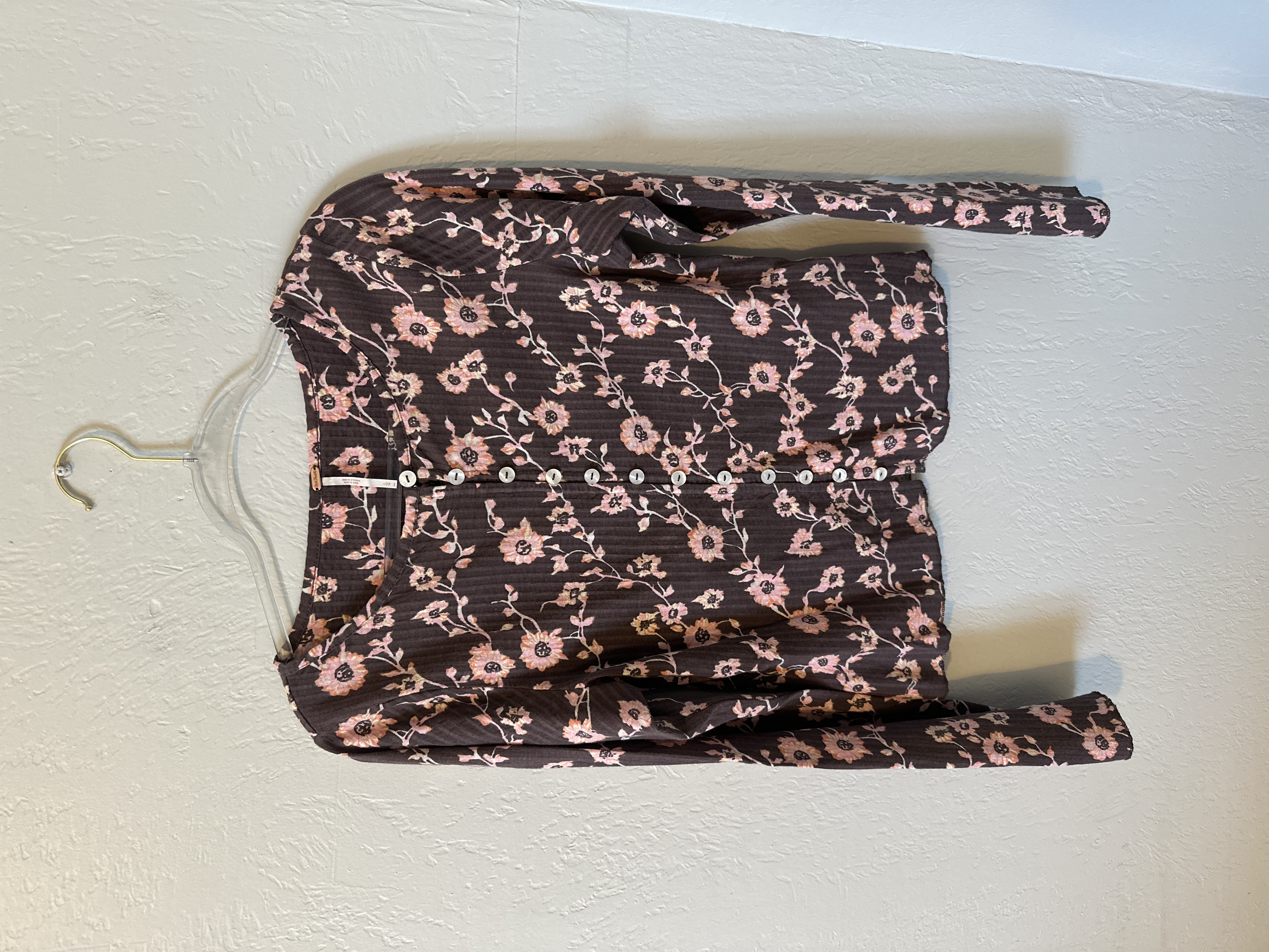 Free People Floral Tilly Cardigan in Brown thumbnail 4