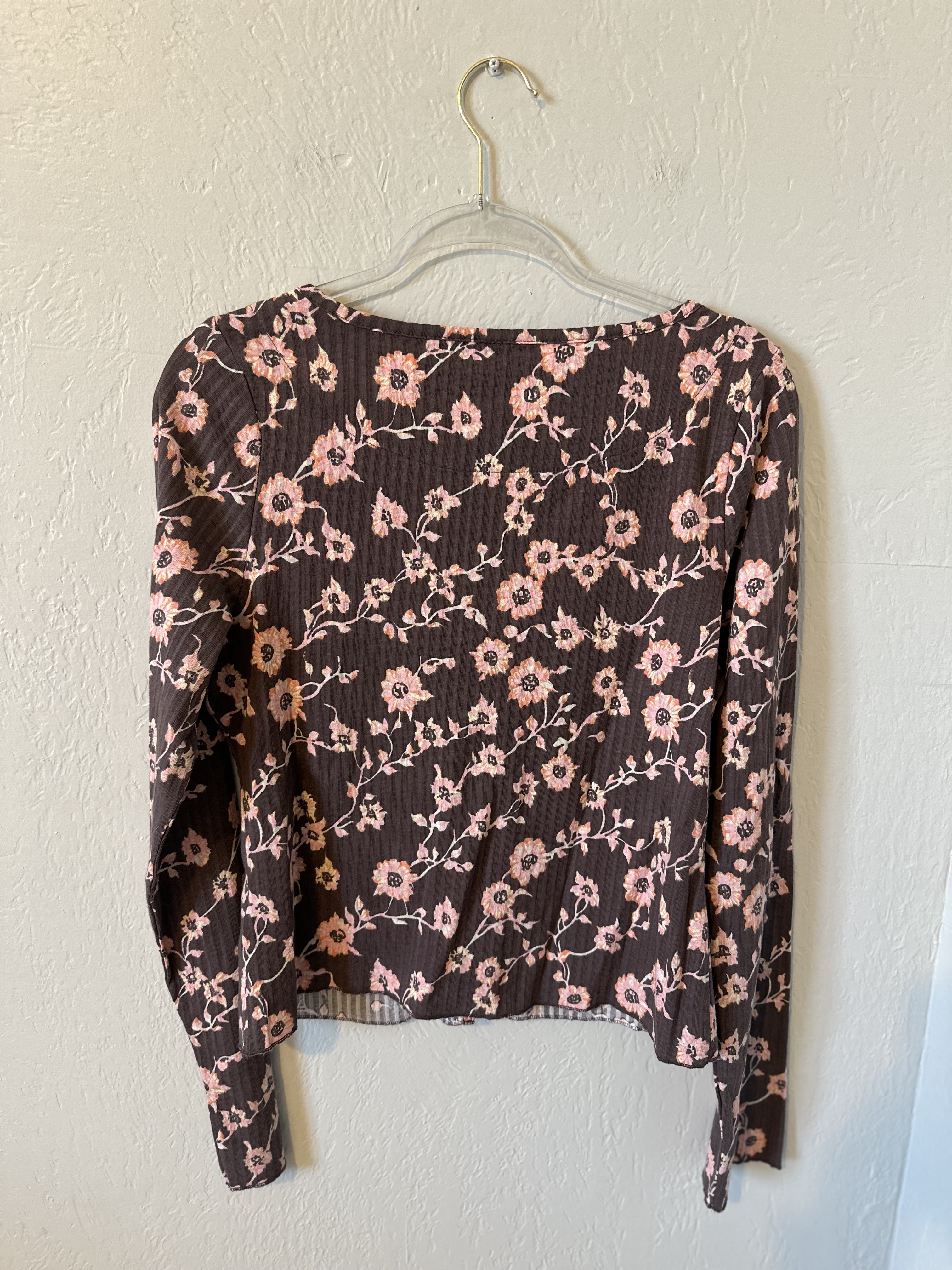Free People Floral Tilly Cardigan in Brown thumbnail 8