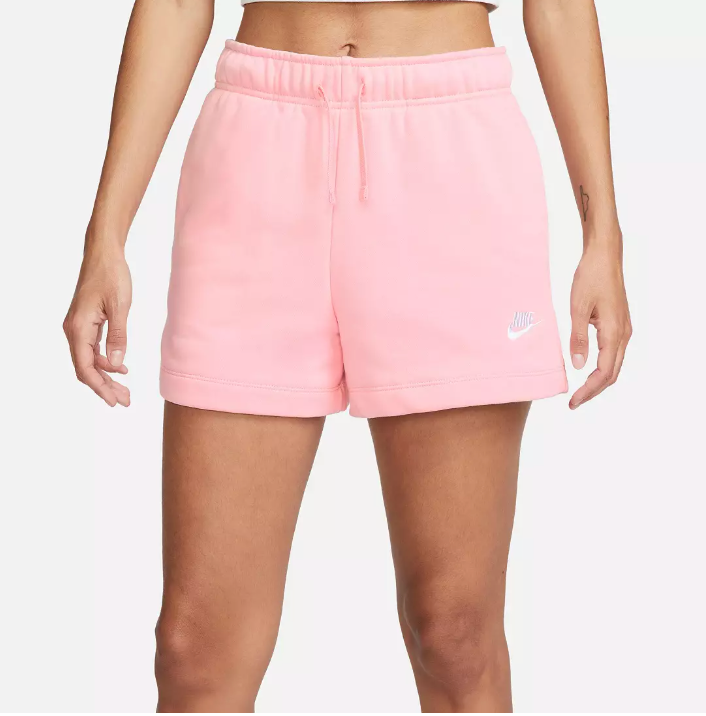 NWT Nike Club Fleece Standard Fit Mid Rise Shorts in Medium Soft Pink