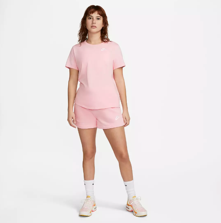 NWT Nike Club Fleece Standard Fit Mid Rise Shorts in Medium Soft Pink thumbnail 3
