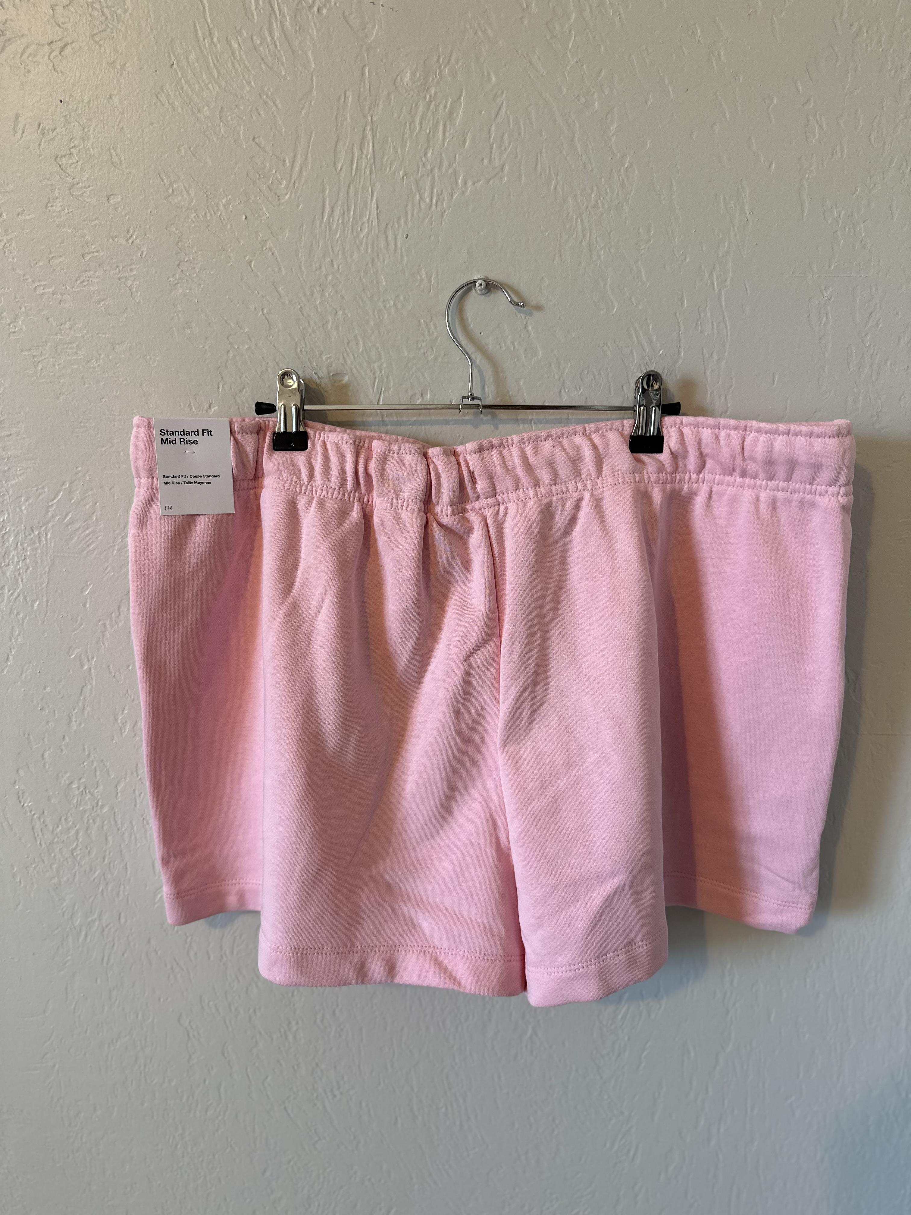 NWT Nike Club Fleece Standard Fit Mid Rise Shorts in Medium Soft Pink thumbnail 7