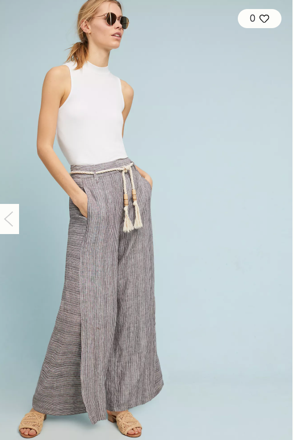 Anthropologie Striped Wide Leg Linen Pants