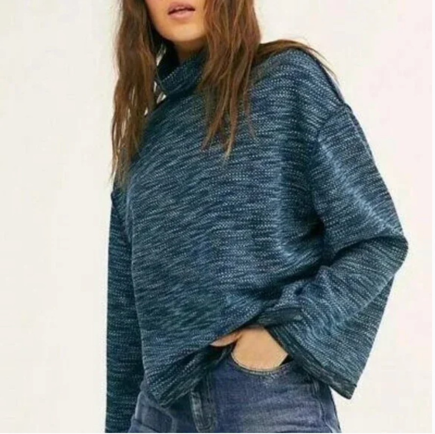 Free People Sunny Days Textured Knit Turtleneck Sweater