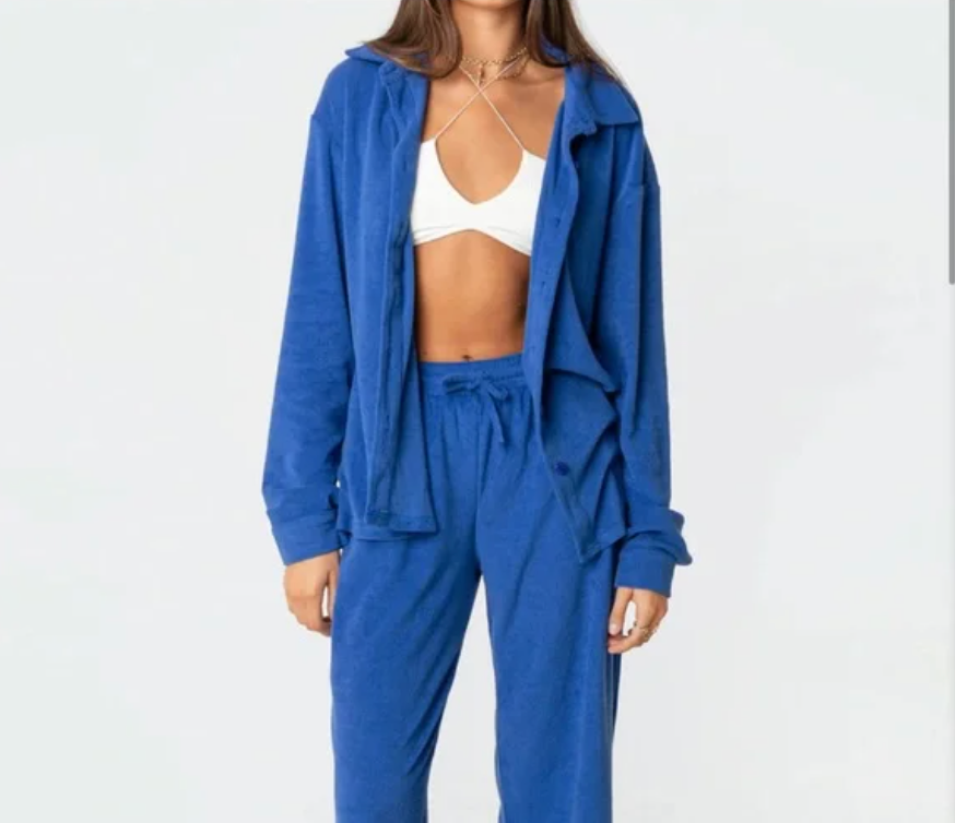 NWT Edikted TerryCloth Button Down Long Sleeve