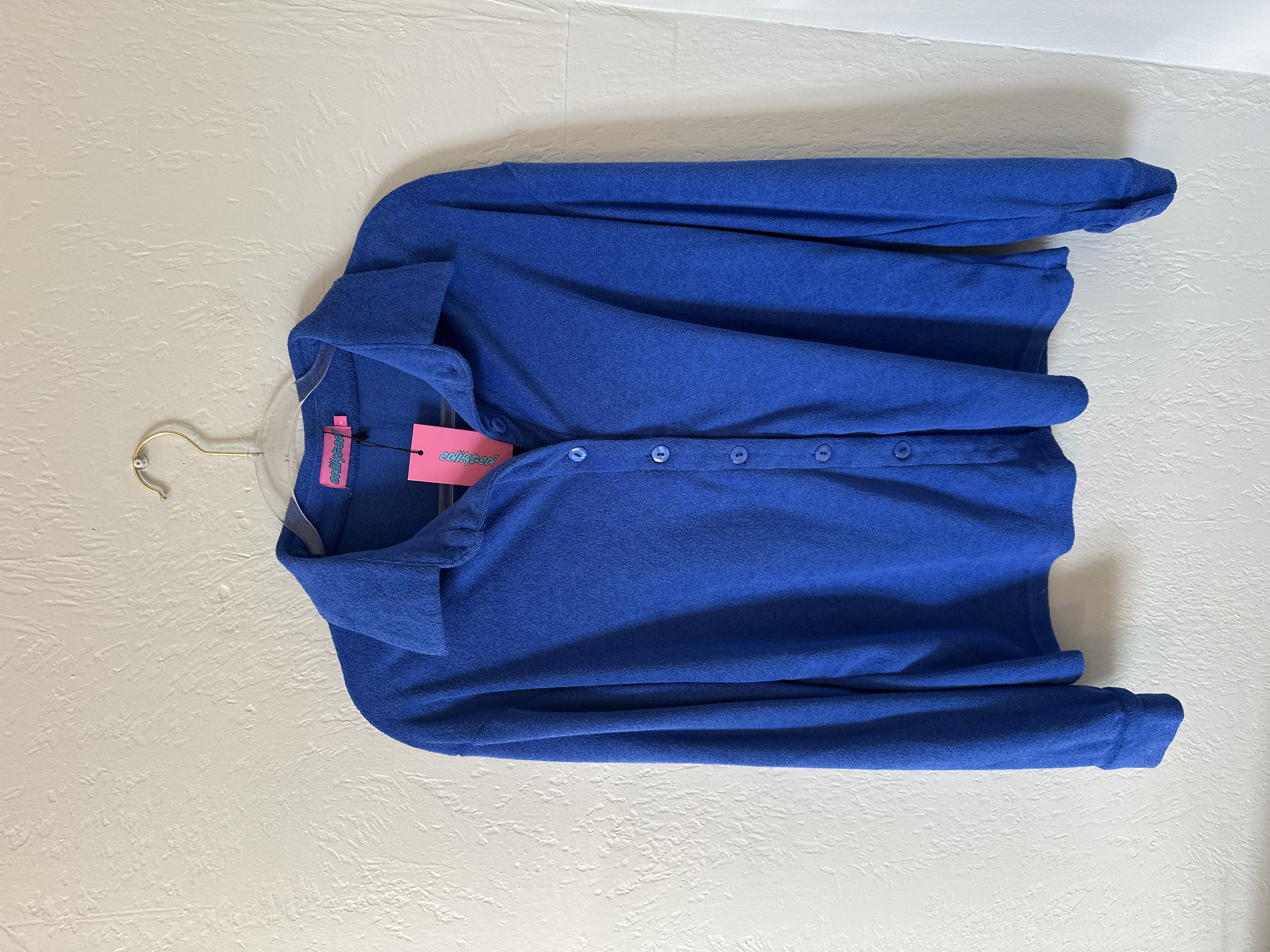 NWT Edikted TerryCloth Button Down Long Sleeve thumbnail 2