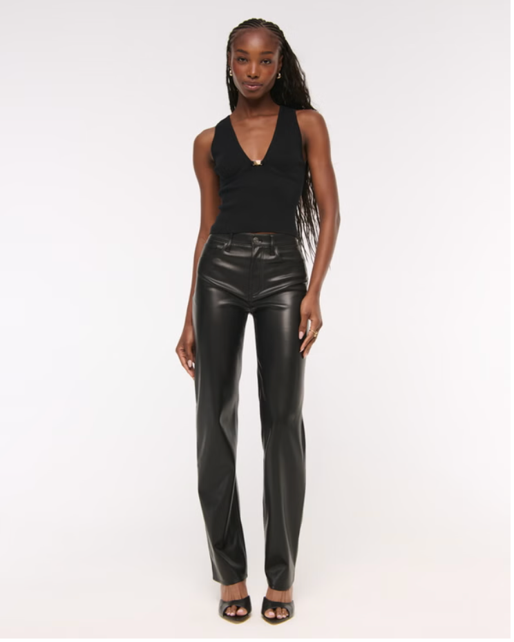 Abercrombie & Fitch “The 90s Straight Ultra High Rise” Leather Pants thumbnail 2