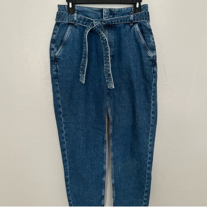H&M Dark Wash Tie Front Belted Jeans