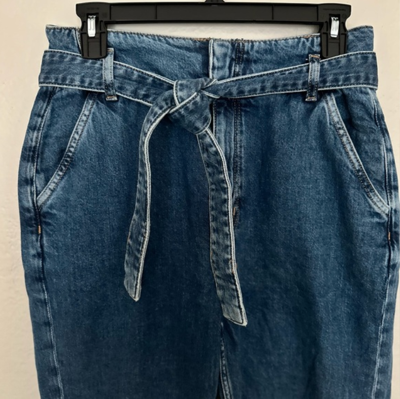 H&M Dark Wash Tie Front Belted Jeans thumbnail 2