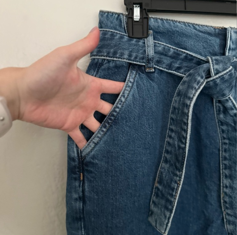 H&M Dark Wash Tie Front Belted Jeans thumbnail 3