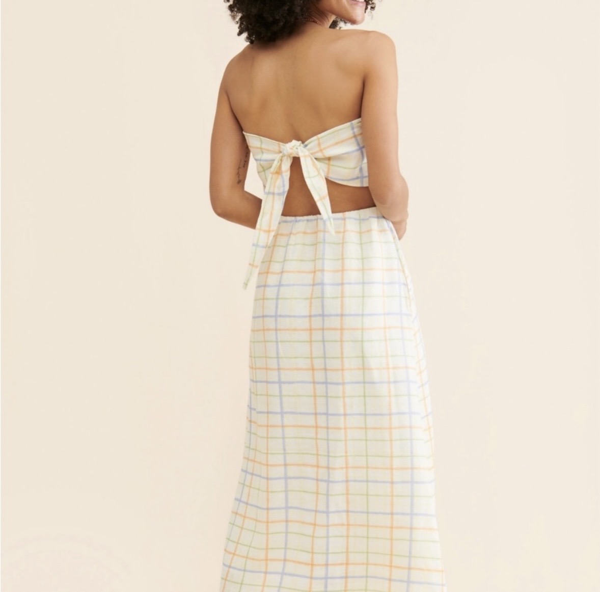 FP x REFRESH Plaid Linen Bandana Dress