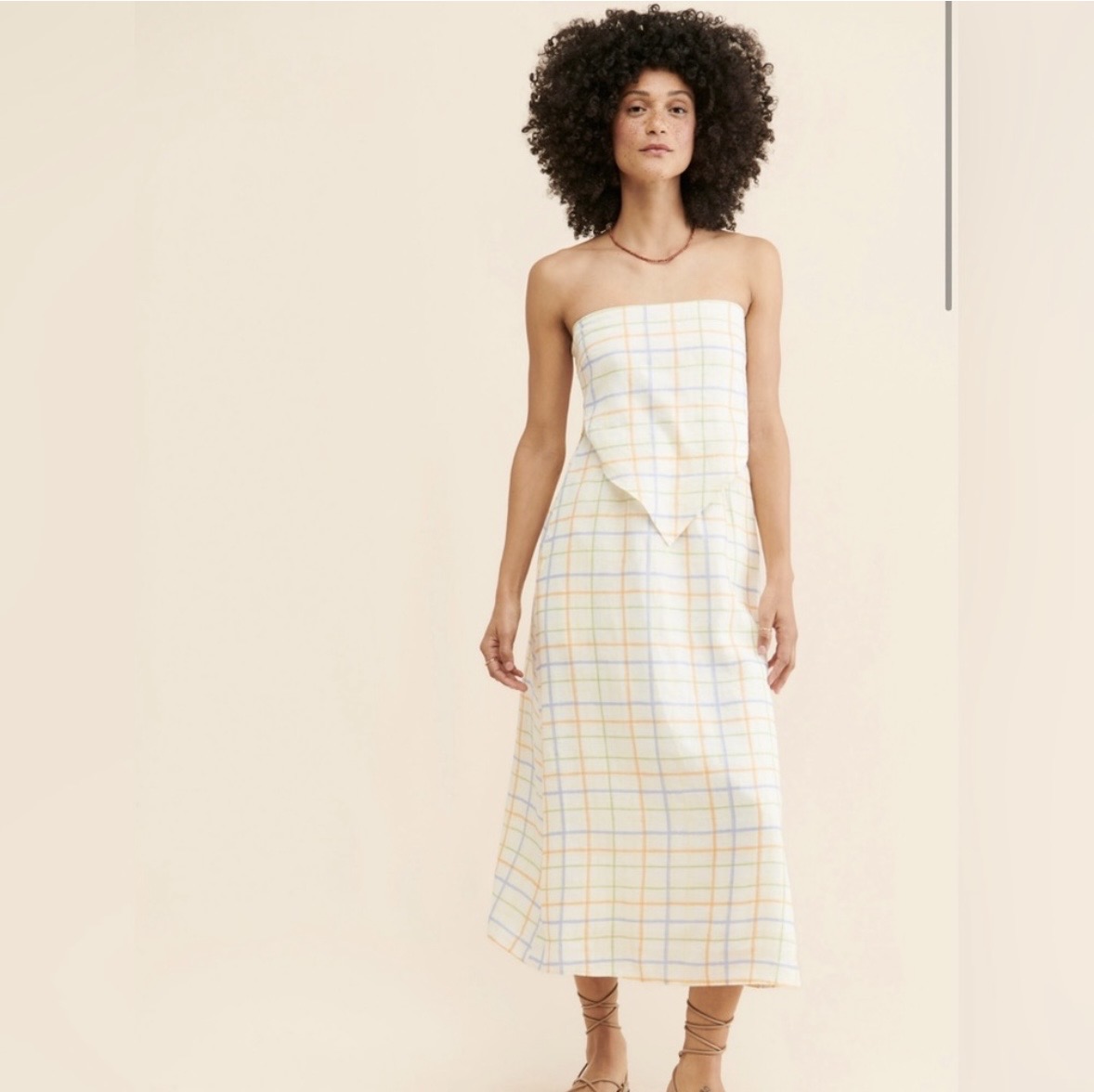 FP x REFRESH Plaid Linen Bandana Dress thumbnail 2