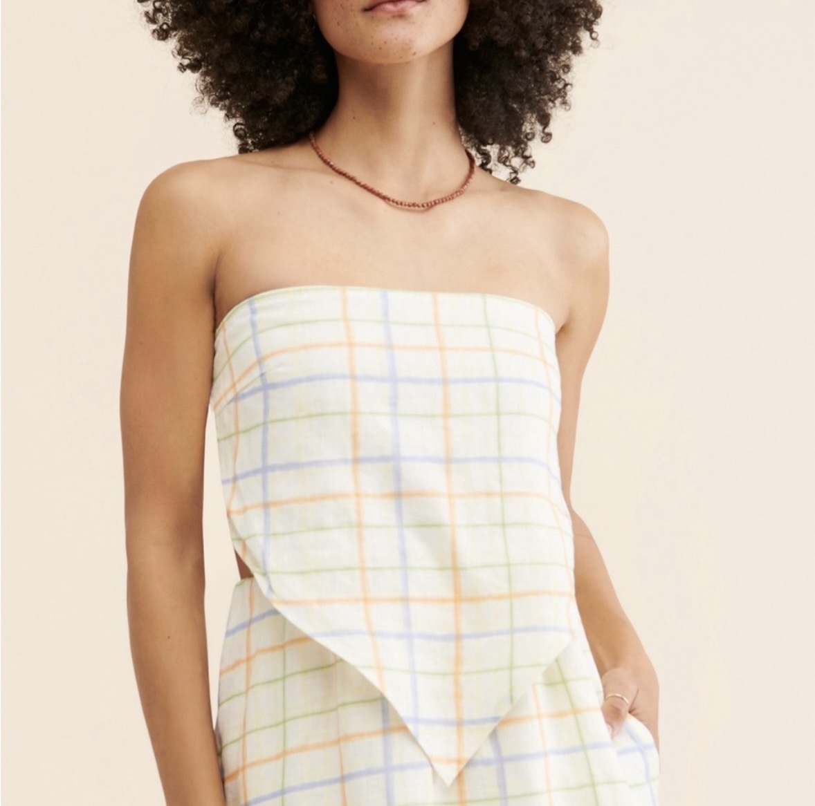 FP x REFRESH Plaid Linen Bandana Dress thumbnail 4