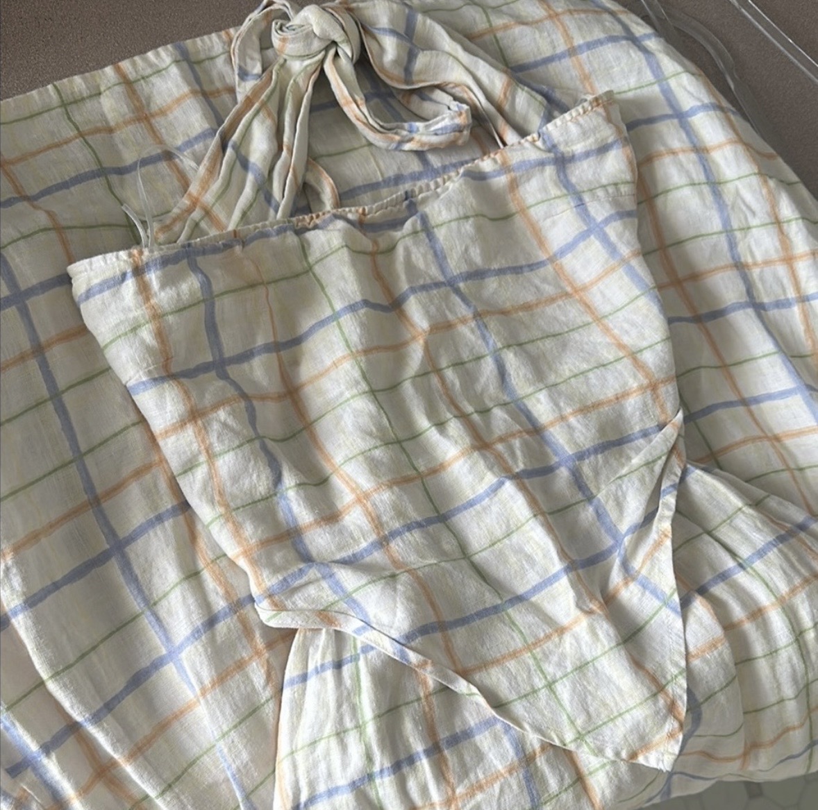 FP x REFRESH Plaid Linen Bandana Dress thumbnail 5