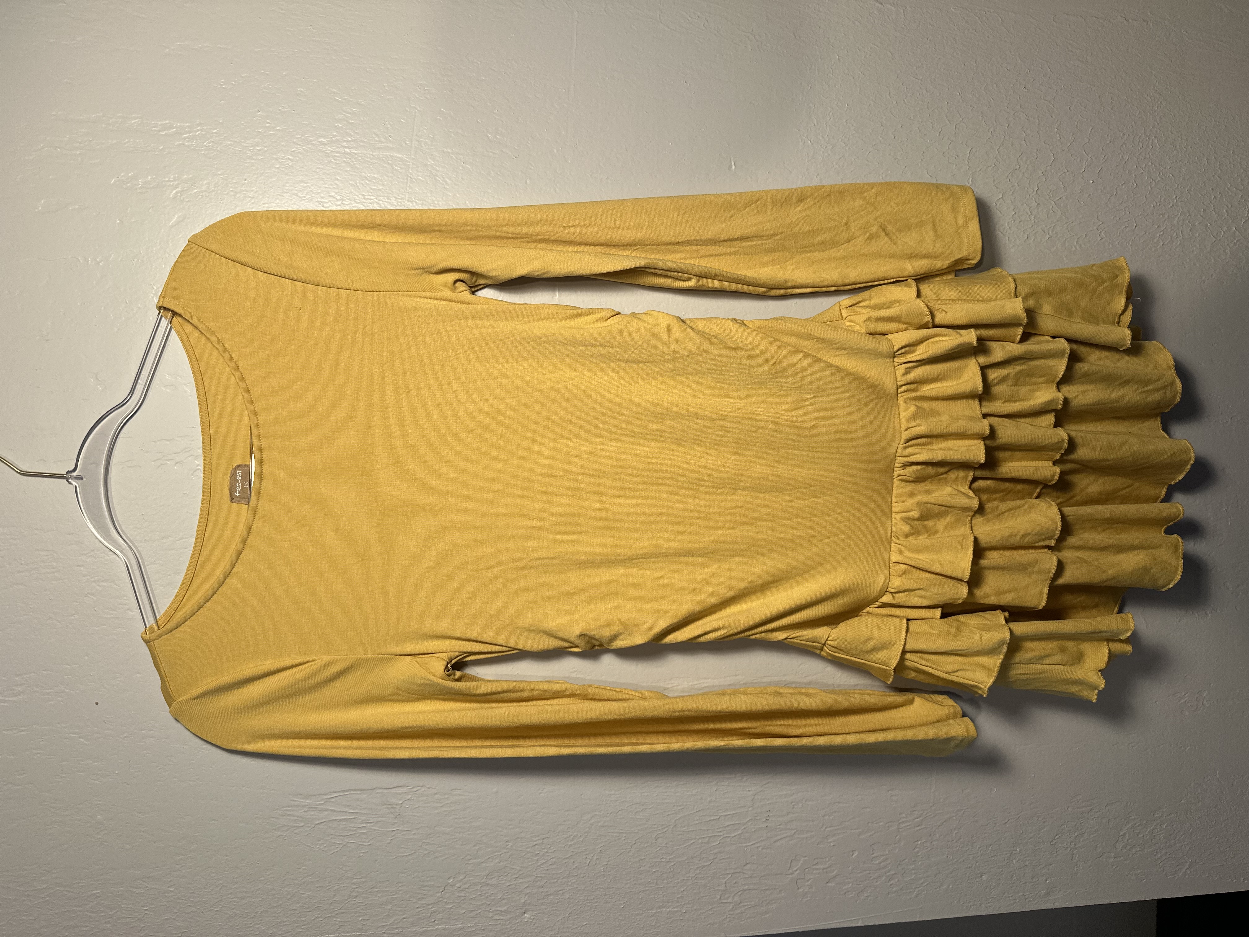 Free People Good Feels Ruffle Long Sleeve Mini Dress thumbnail 3