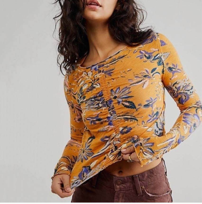 Free People Dreamed Of You Floral Long Sleeve