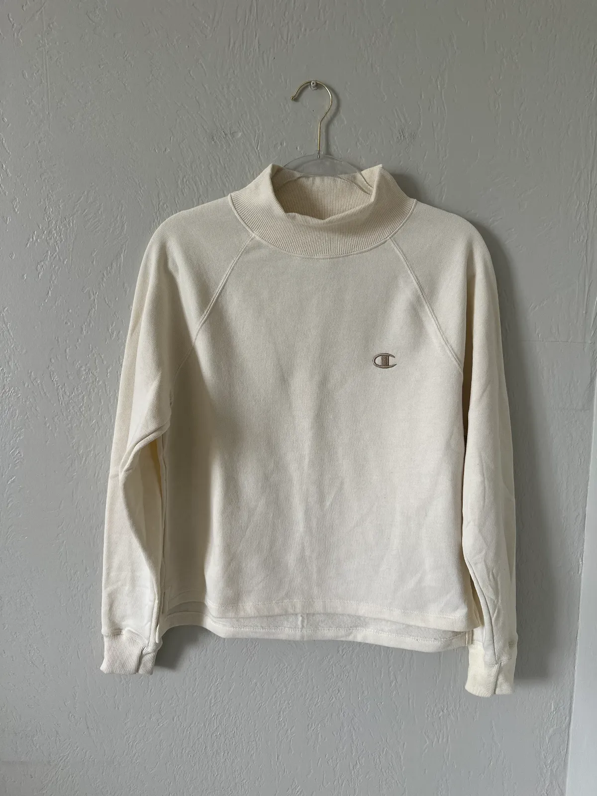 Champion Powerblend Mock Neck Sweatshirt in Cream thumbnail 2