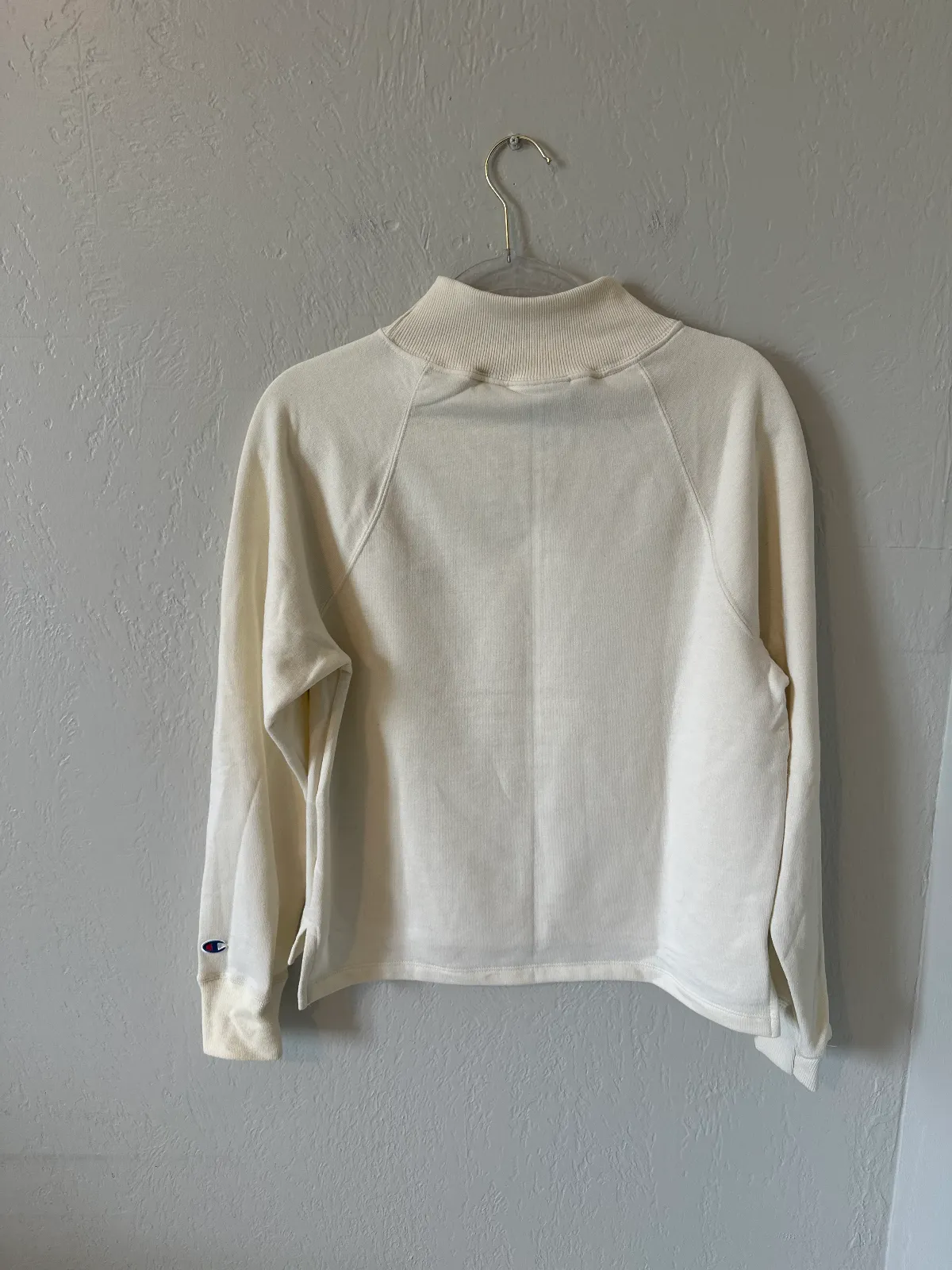 Champion Powerblend Mock Neck Sweatshirt in Cream thumbnail 3