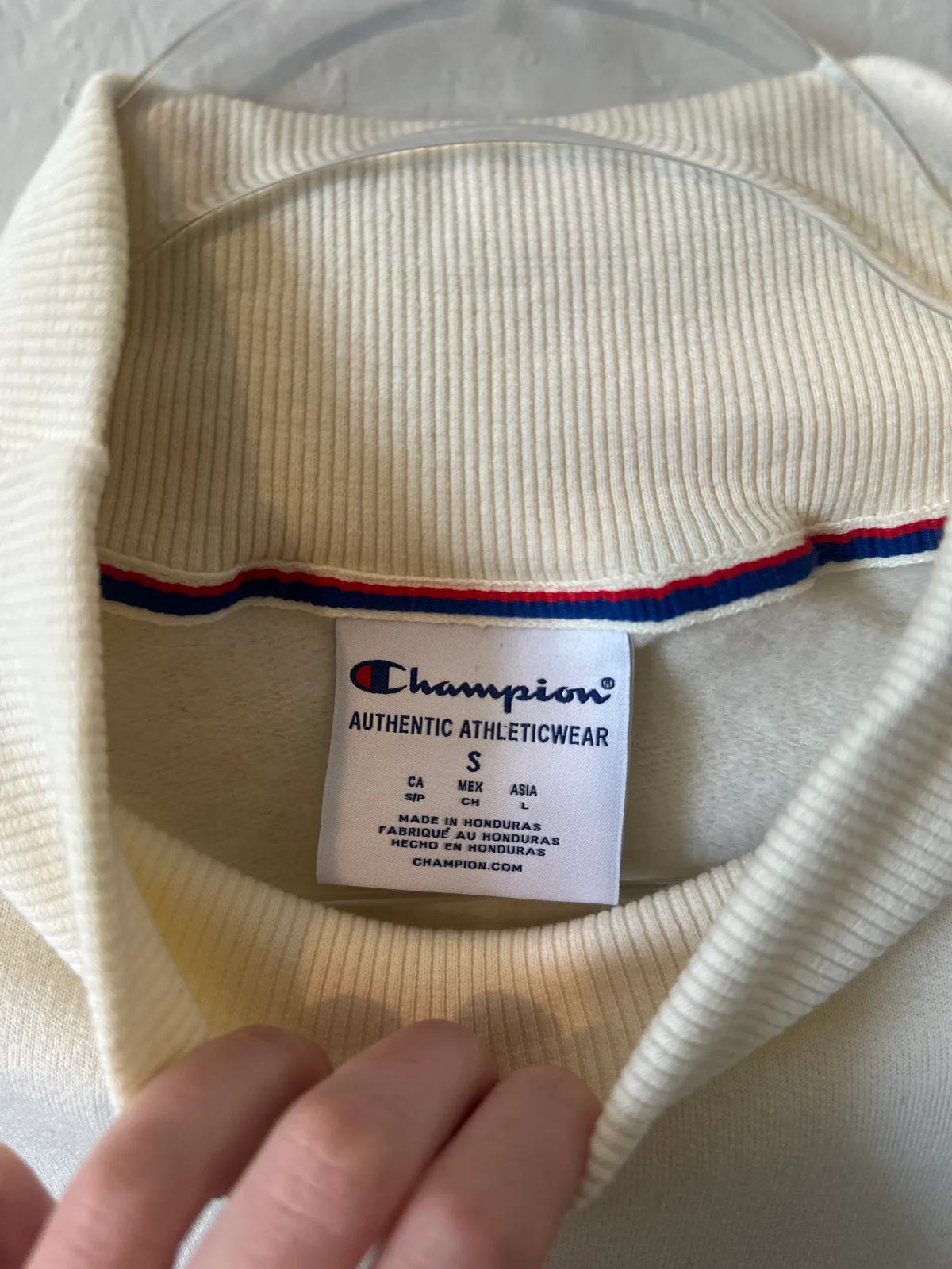 Champion Powerblend Mock Neck Sweatshirt in Cream thumbnail 4