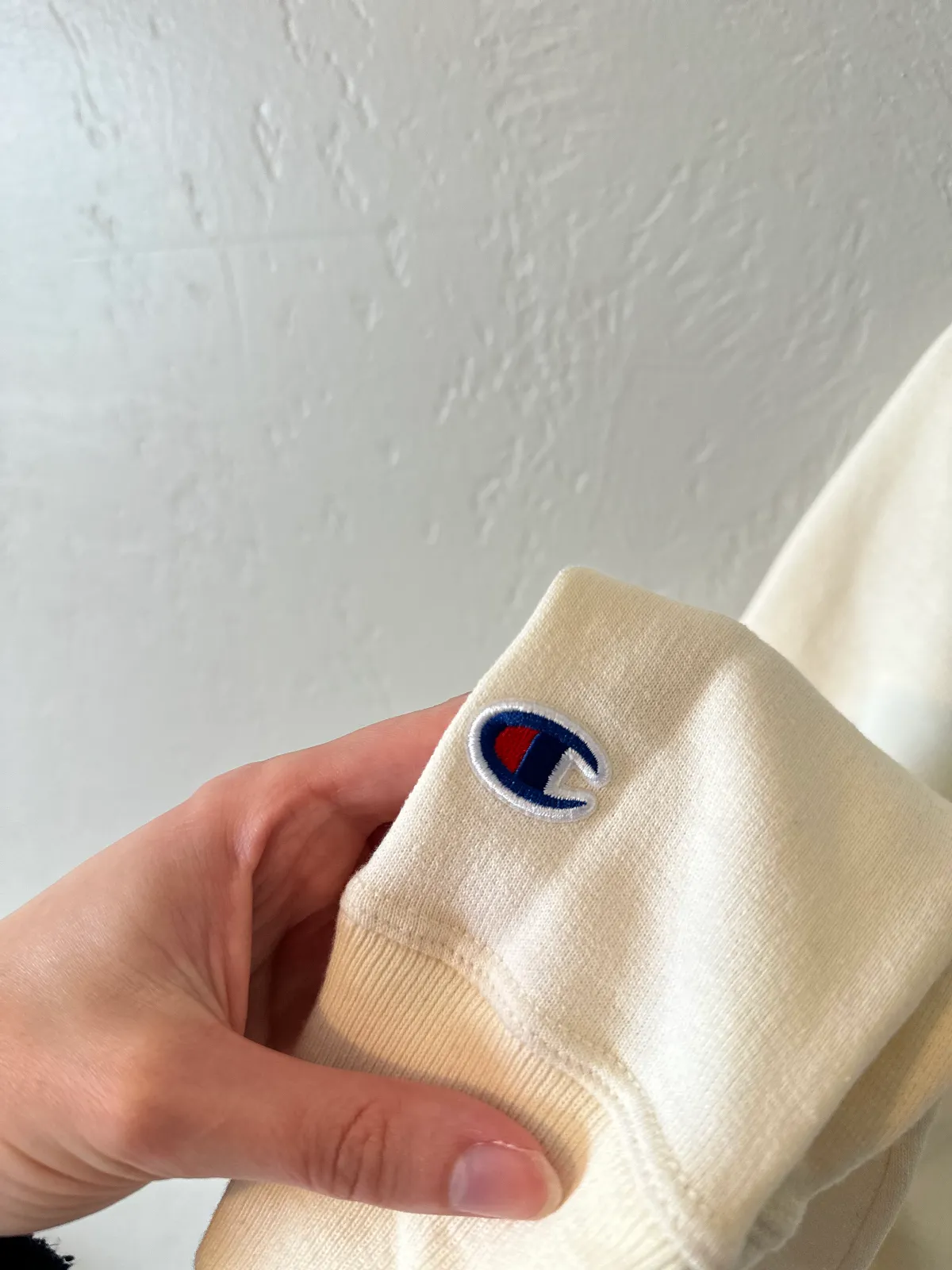 Champion Powerblend Mock Neck Sweatshirt in Cream thumbnail 6