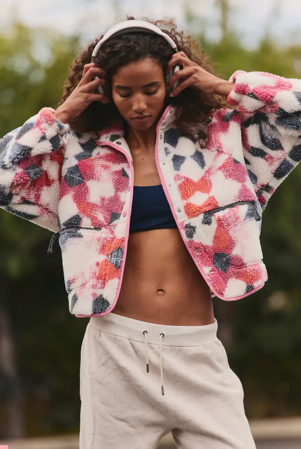 NWT Free People Hit The Slopes Printed Fleece Jacket