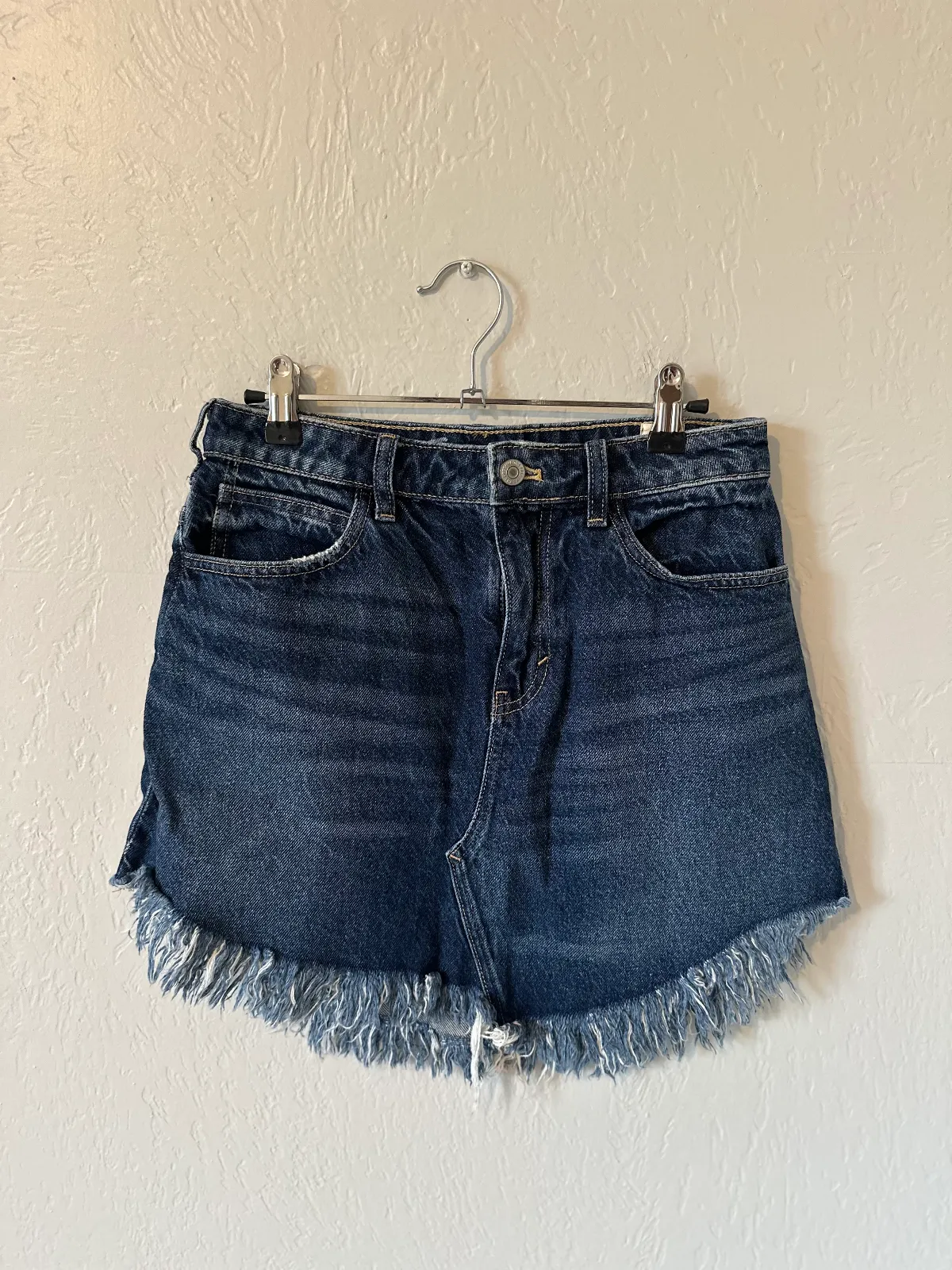 We The Free Bailey Frayed Hem Solid Denim Mini Skirt thumbnail 3