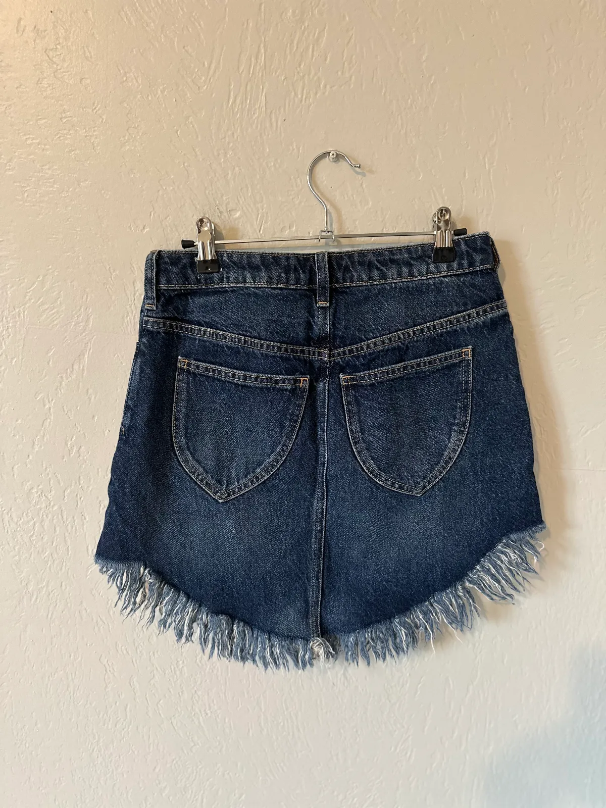 We The Free Bailey Frayed Hem Solid Denim Mini Skirt thumbnail 4