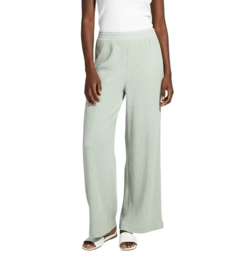 Aerie Waffle Knit Wide Leg Pants in Sage Green
