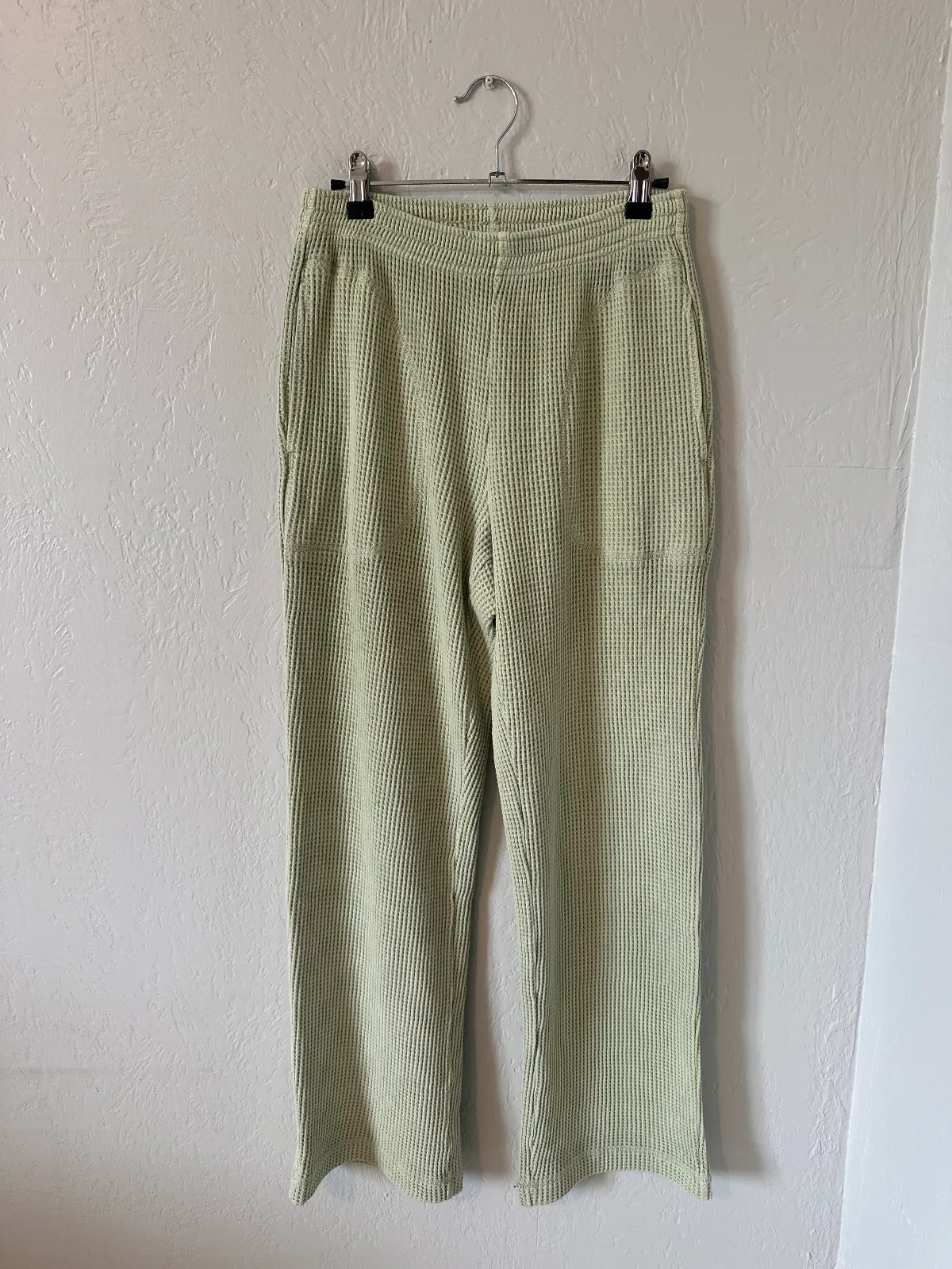 Aerie Waffle Knit Wide Leg Pants in Sage Green thumbnail 2