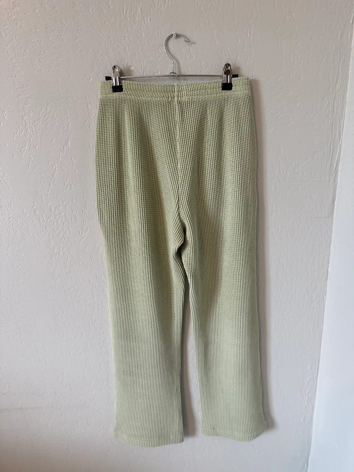 Aerie Waffle Knit Wide Leg Pants in Sage Green thumbnail 3