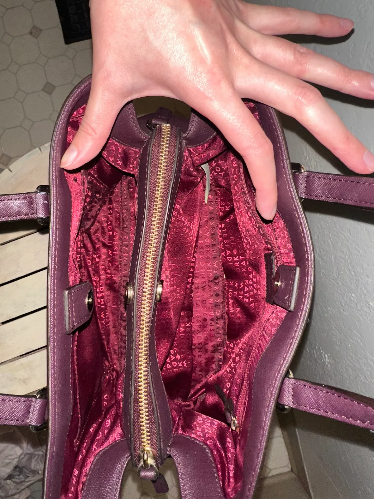 Kate Spade Eggplant Handbag with Crossbody Attachment thumbnail 3