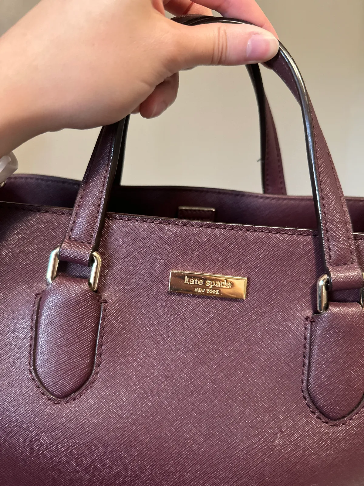 Kate Spade Eggplant Handbag with Crossbody Attachment thumbnail 4