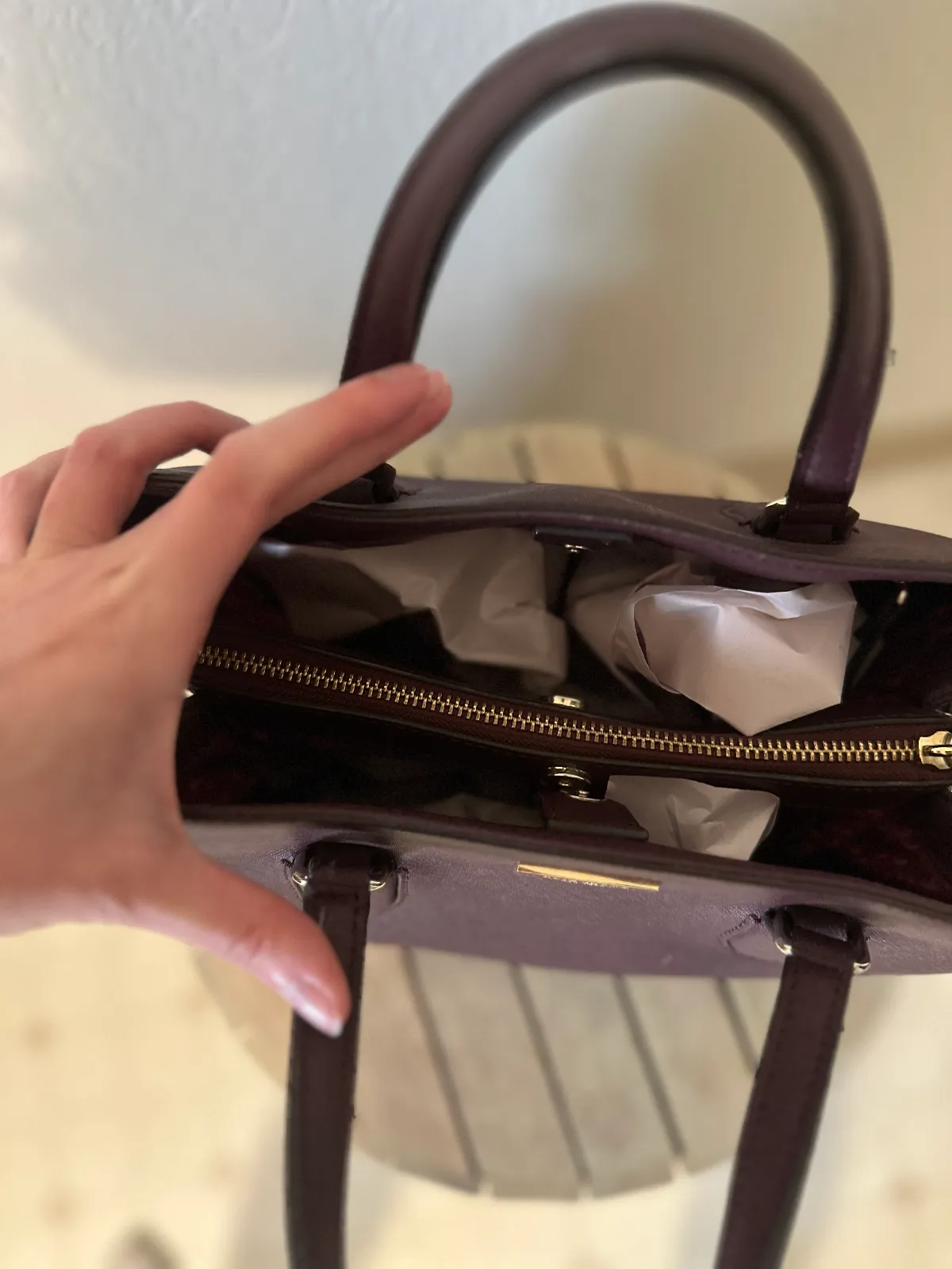 Kate Spade Eggplant Handbag with Crossbody Attachment thumbnail 5