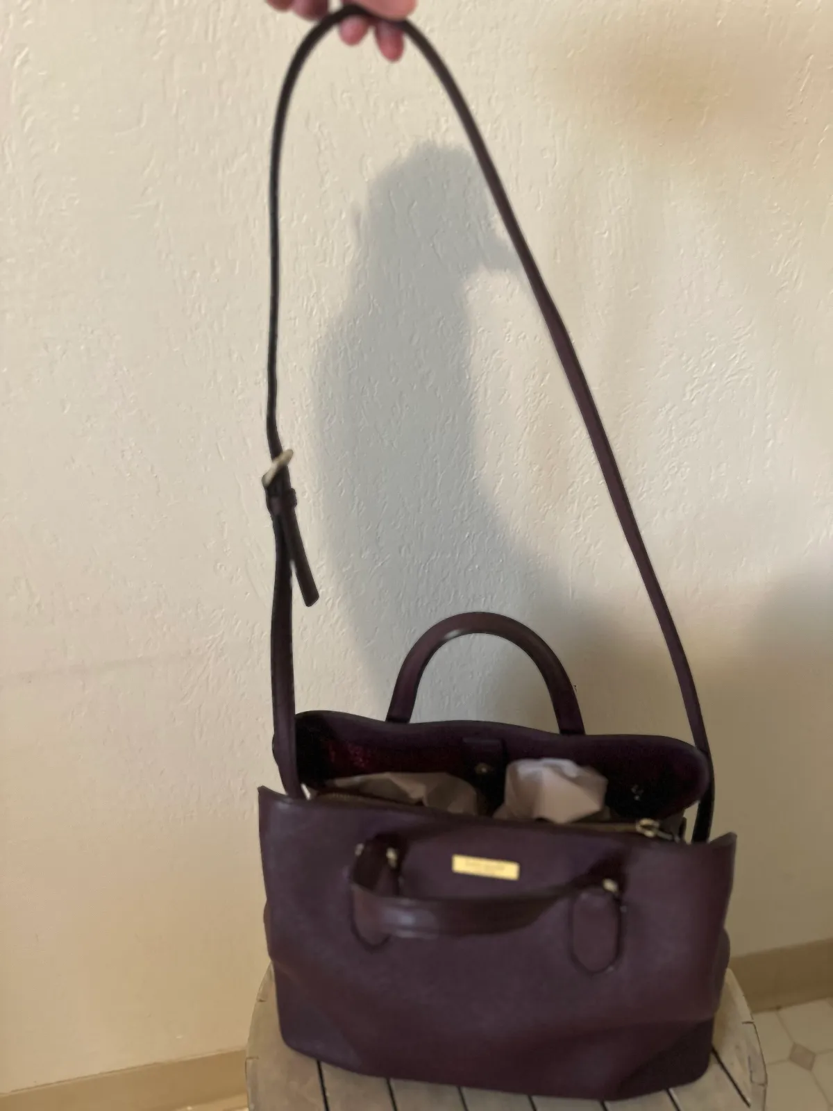 Kate Spade Eggplant Handbag with Crossbody Attachment thumbnail 6