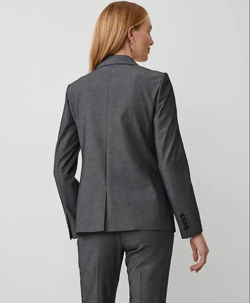 NWT Ann Taylor "The Long One-Button Blazer" in Bi-Stretch in Gray thumbnail 2