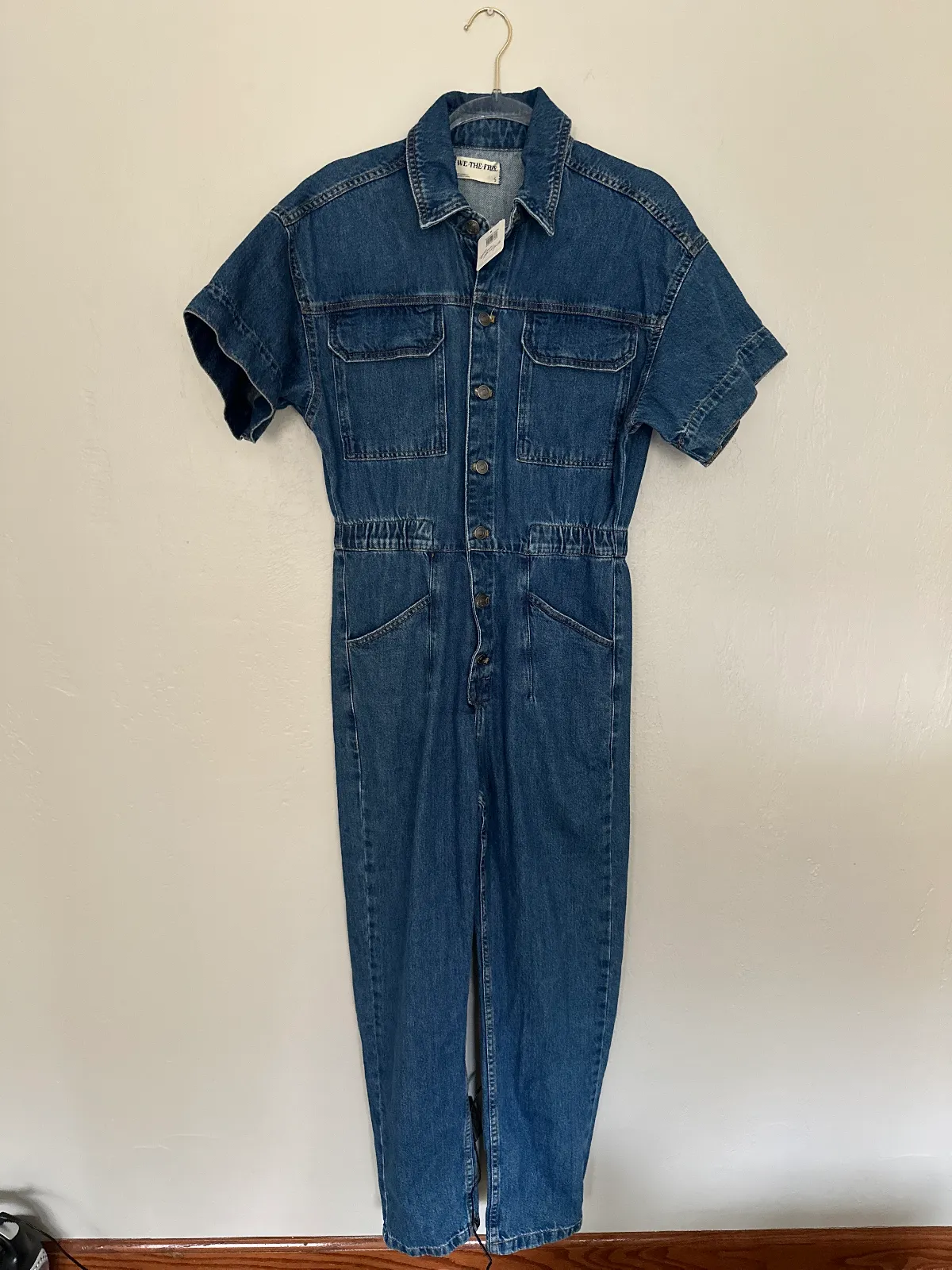 NWT Free People Marci Coveralls in Medium Wash thumbnail 4