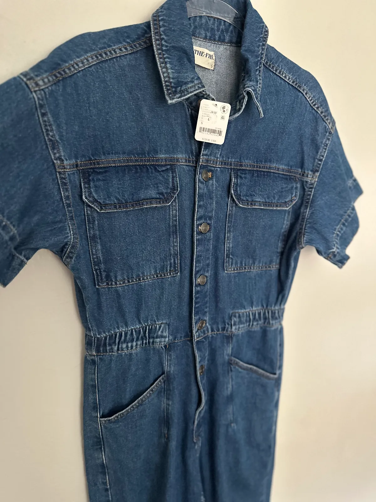 NWT Free People Marci Coveralls in Medium Wash thumbnail 6