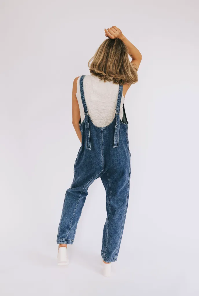 Free People High Roller Denim Jumpsuit