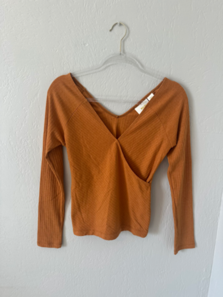 Maeve by Anthropologie Ribbed Long Sleeve Top thumbnail 3