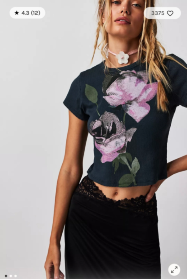 Free People x Daydreamer Rose Pointelle Tee