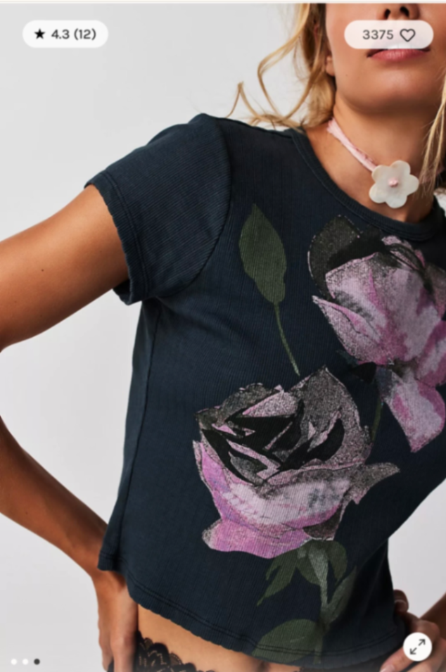 Free People x Daydreamer Rose Pointelle Tee  thumbnail 2