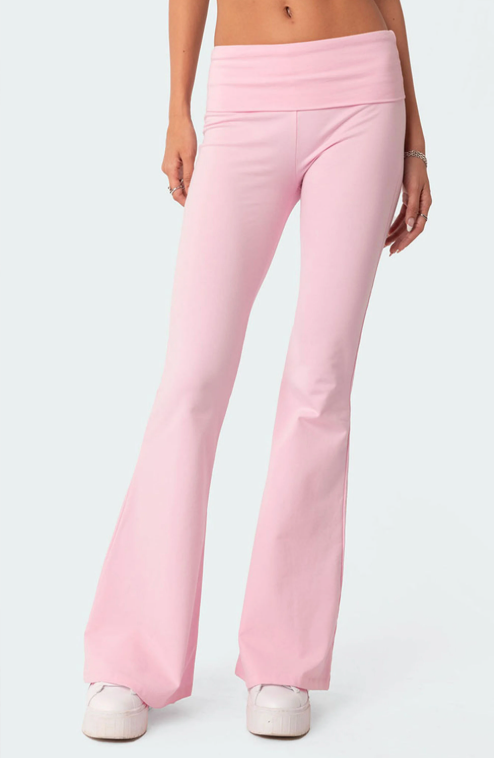 NWT Edikted Naomi Foldover Flare Leggings  thumbnail 2