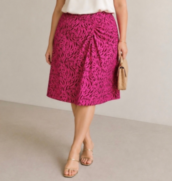 Nine West Pink Animal Print Midi Skirt