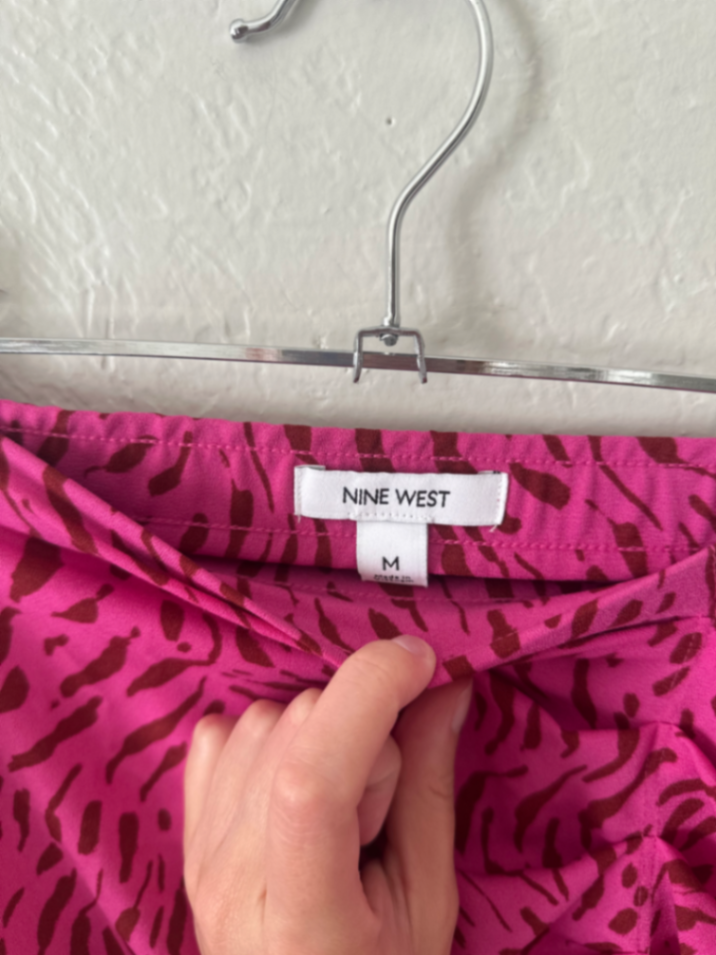 Nine West Pink Animal Print Midi Skirt thumbnail 4