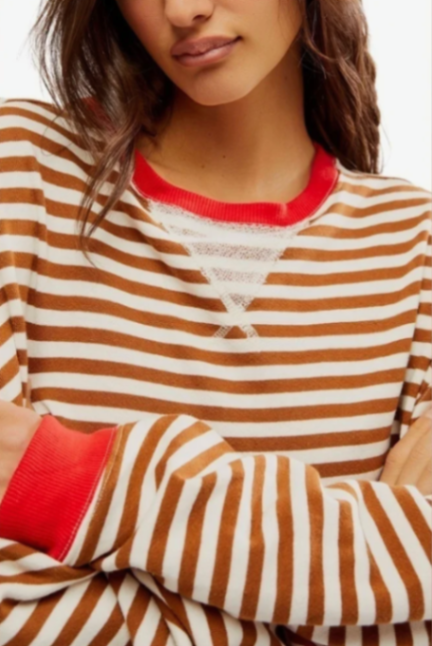 Free People Classic Striped Oversized Crewneck thumbnail 2