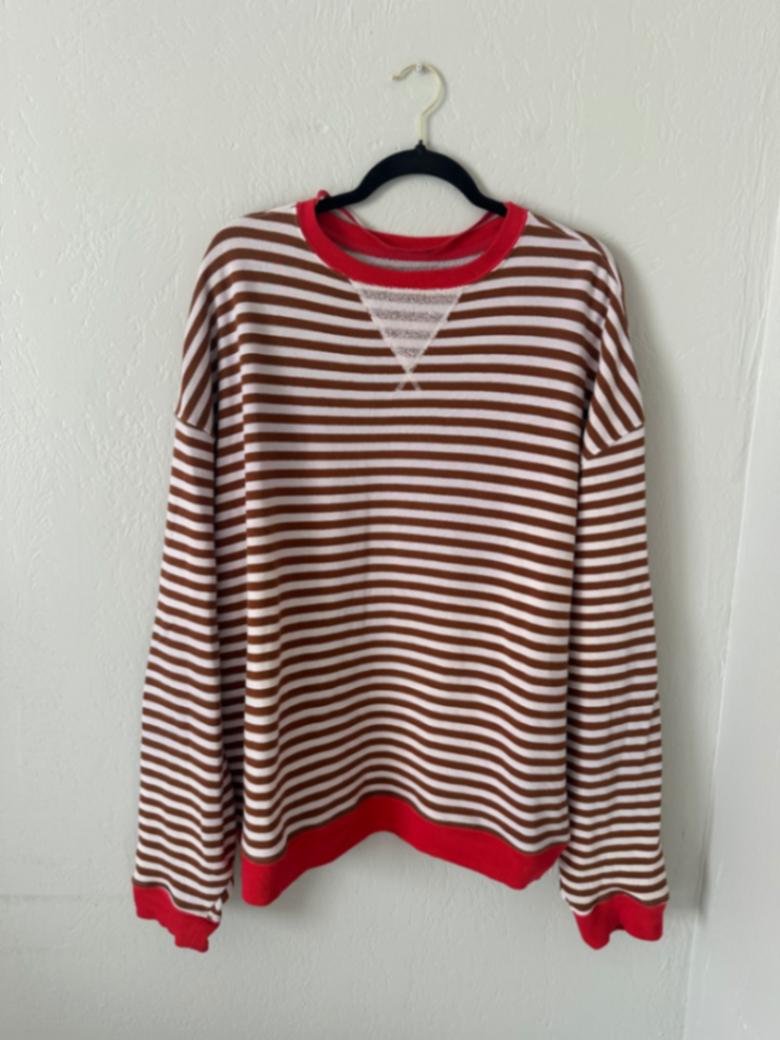 Free People Classic Striped Oversized Crewneck thumbnail 4