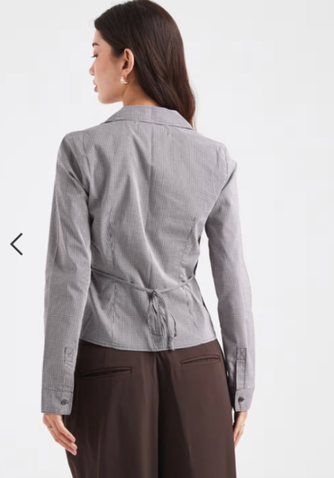 Hollister Brown Gingham Long Sleeve Blouse thumbnail 2