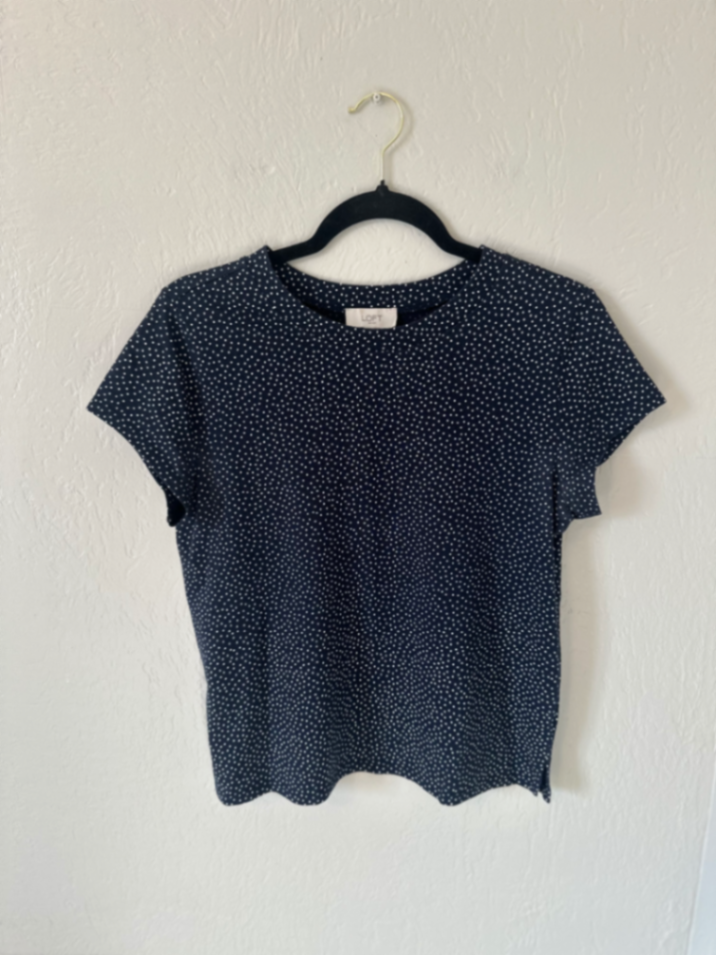LOFT Navy Polka Dot T Shirt